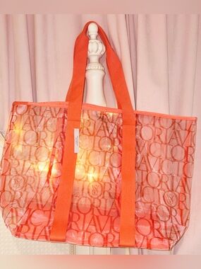 Victoria's Secret Orange Transparent Logo Tote Beach Bag